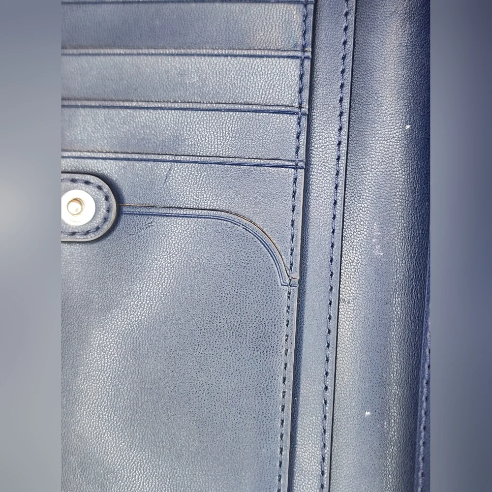 KATE SPADE Cameron Large Slim Bifold Wallet, Lilac/Navy blue, leather